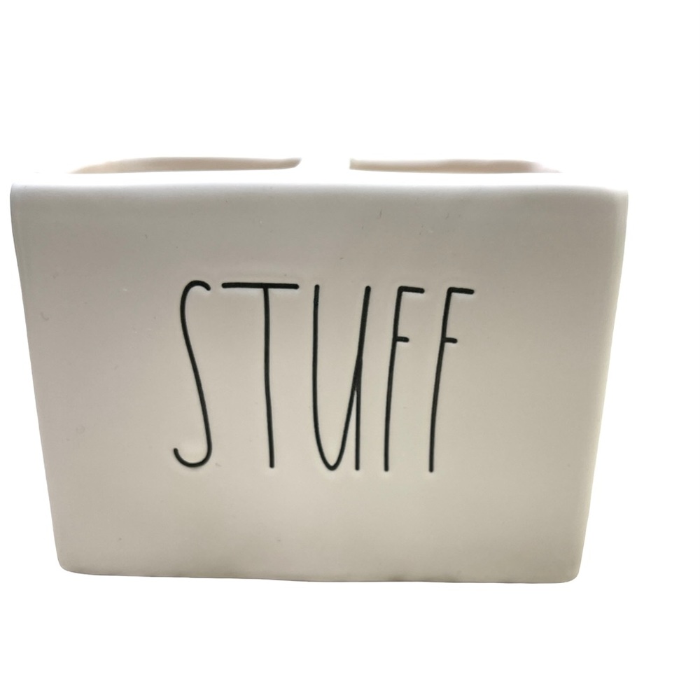 NWOT Rae Dunn Ceramic “STUFF” Organizer with Two Compartments